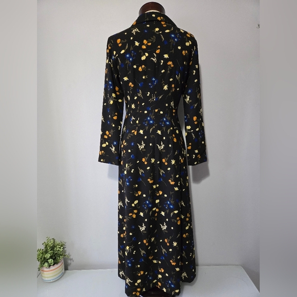 LAUTREAMONT Black Floral Black Long Sleeve Maxi Dress. Size 2 - Picture 5 of 12